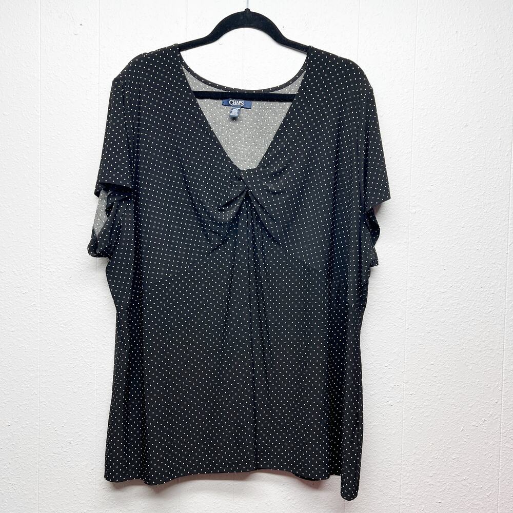 CHAPS Polka Dot Womens Top 3X Stretch Office Workwear Dressy